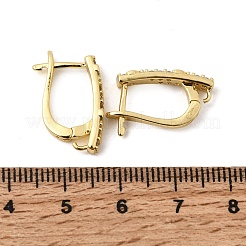 Accessoires de boucles d'oreilles créoles rectangulaires en laiton micro-pavé de zircon cubique transparent&nbsp;KK-Z154-05G
