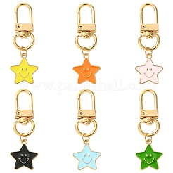 Stella con volto sorridente decorazioni pendenti in lega di smalto&nbsp;HJEW-YW00010-01