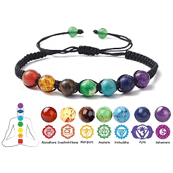 Rundes geflochtenes Perlenarmband aus natürlichen gemischten Edelsteinen&nbsp;BJEW-YW0001-11