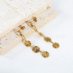 Boucles d'oreilles pendantes en acier inoxydable 304 serties de micro-pavés de zirconiums cubiques transparents pour femmes&nbsp;WG1629B-01