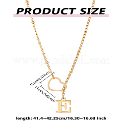 Collier lariat en acier inoxydable avec lettre et cœur pour femme 1 pièce&nbsp;NJEW-LP0002-87G-E