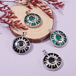 4pcs 2 couleurs pendentifs en malachite synthétique et en pierre d'or&nbsp;G-SZ0001-47