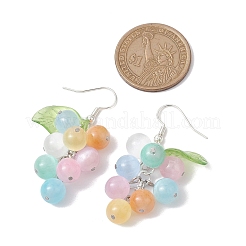 Orecchini pendenti con uva colorata in selenite naturale (tinta).&nbsp;EJEW-TA00499