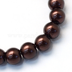Hilos de cuentas redondas de perlas de vidrio nacaradas con pintura para hornear&nbsp;X-HY-Q003-4mm-40