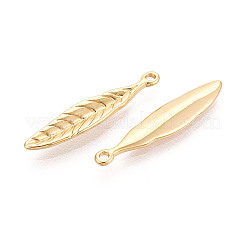 Pendentifs en laiton à feuilles texturées&nbsp;KK-T074-114G