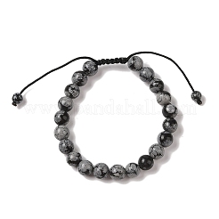 Bracelets de perles tressées en obsidienne flocon de neige naturel rond de 8 mm&nbsp;BJEW-C067-01B-18