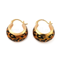 Creolen aus Messing und Emaille mit Leopardenmuster für Damen&nbsp;EJEW-U055-11A-G