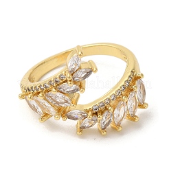 Bagues de manchette ouvertes en laiton avec micro pavé de zircone cubique&nbsp;RJEW-U008-05D-G