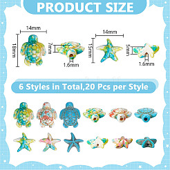 120 Stück 6 Stile synthetische türkise Perlen&nbsp;TURQ-HY0001-12A