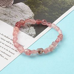 Bracciali elasticizzati con perline di quarzo naturale fragola per bambini&nbsp;BJEW-JB06250-06