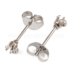 Componenti per orecchini a bottone tondo piatto in acciaio inossidabile 304&nbsp;STAS-D389-04A-P