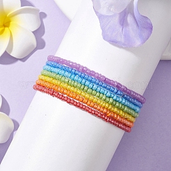 7 braccialetto con perline di vetro stile arcobaleno da donna&nbsp;BJEW-JB10067