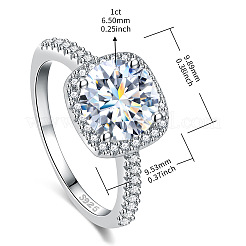 Rhodinierte 925 Sterling Silber Pavé 8.2x4.9mm Moissanit Fingerringe für Damen&nbsp;WGE3211-12