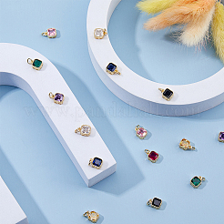 16 Stück 8 Farben echte 18 Karat vergoldete Messing-Charms mit eingelegten Zirkonia&nbsp;ZIRC-HS0001-05