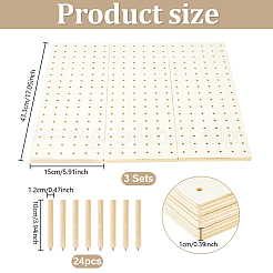 3 organizer per cassetti in legno rettangolare con pannello forato&nbsp;AJEW-PH0009-09