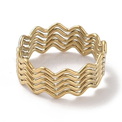 Anillos de dedo ondulados de acero inoxidable 304 con revestimiento iónico (IP) para mujer&nbsp;RJEW-G315-07C-G