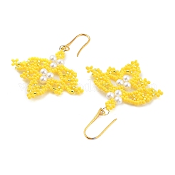 Orecchini pendenti con perle di vetro&nbsp;EJEW-MZ00285-03