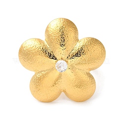 Blume 304 Edelstahl Micro Pave Zirkonia offene Manschettenringe&nbsp;RJEW-S415-04G