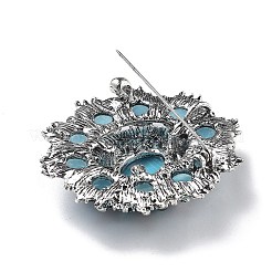 Barocke Blumen-Broschen aus Legierung mit Strassen und Katzenauge&nbsp;JEWB-Z034-08AS
