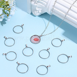 20 pendentif à lunette arrière ouverte en acier inoxydable 304&nbsp;PALLOY-BBC00008