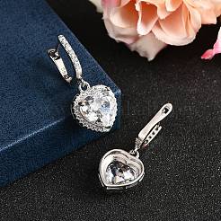 925 orecchini a cerchio pendenti in argento sterling con micro pavè di zirconi cubici&nbsp;EJEW-F371-01C-01