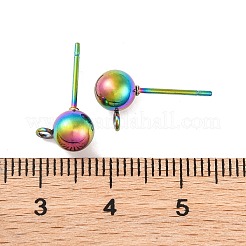 Regenbogenfarbener Ohrstecker aus 304 Edelstahl mit Kugel&nbsp;STAS-C043-65C-M