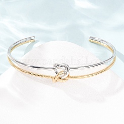 Bracelets manchettes ouvertes à nœud en acier inoxydable 304 bicolore pour femmes&nbsp;SA-CBA2192-05GP-04