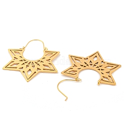Orecchini a cerchio a forma di stella cava in acciaio inossidabile 304&nbsp;EJEW-P248-06G