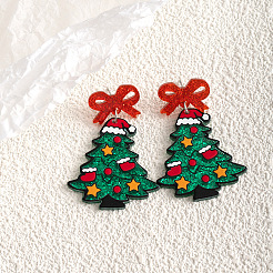 Weihnachtsbaum mit Schleife Acryl Ohrstecker&nbsp;FS-WGFA79E-01