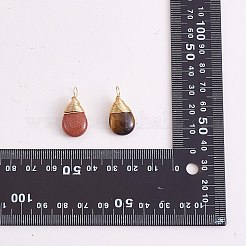 6 pièces 6 styles pendentifs en laiton de pierres précieuses naturelles et synthétiques&nbsp;G-SZ0002-11