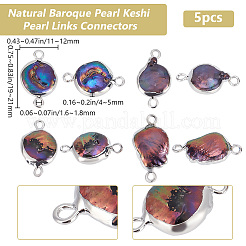 5 Stück vergoldete natürliche Barockperle Keshi Perle Verbinder Charms&nbsp;PEAR-BBC0001-17