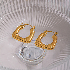 Boucles d'oreilles créoles vintage à rayures en acier inoxydable 304&nbsp;YT4825