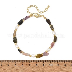 Braccialetti da donna con perline di tormalina naturale multicolore e perle coltivate d'acqua dolce.&nbsp;BJEW-JB14410