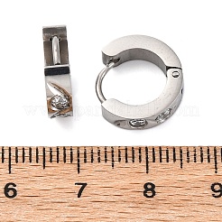 Orecchini a cerchio in acciaio inossidabile 304 con effetto lucidatura con zirconi cubici&nbsp;EJEW-M001-26P