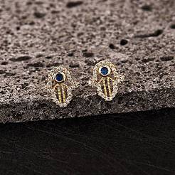 Hamsa Hand Ohrstecker mit Zirkonia&nbsp;EJEW-SZ0001-77
