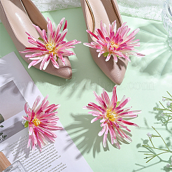 2 Paar Schuhschnallenclips aus Stoff und Kunststoff mit Blumenmuster&nbsp;AJEW-HY0003-42A