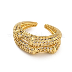 Gestellplattierte Fingerringe aus Messing mit Mikropavé-Kubikzirkonia&nbsp;RJEW-C111-02G
