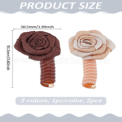 2 Stück 2 Farben TPU & Polyester & Legierung Rose Blume geflochtene Telefonkabel Haargummis&nbsp;OHAR-LP0002-11