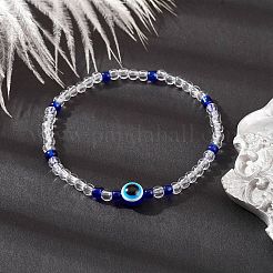 Stretch-Armband aus Harz mit bösem Blick und Acrylperlen&nbsp;BJEW-JB10098