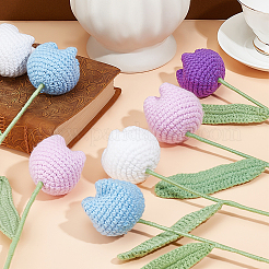 8 tulipe artificielle en polyester bicolore avec fil de fer&nbsp;AJEW-ME0001-26B