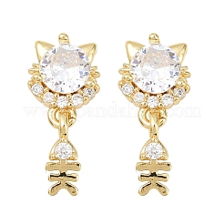 Boucles d'oreilles avec pendentif en laiton avec zircone cubique de micro pave&nbsp;EJEW-F405-24G-02