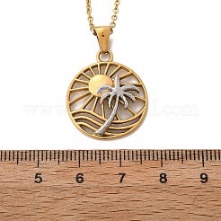 Sommer Strand 304 Edelstahl Sonne Kokosnussbaum Anhänger Halsketten&nbsp;NJEW-R026-01G