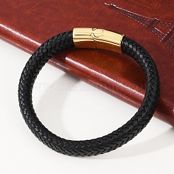 Geflochtene Mikrofaser-Lederbandarmbänder für Frauen und Männer&nbsp;BJEW-D304-05G-02