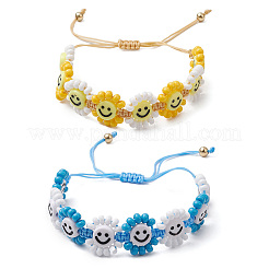 2 bracciale di perline di vetro intrecciate&nbsp;BJEW-MZ00115