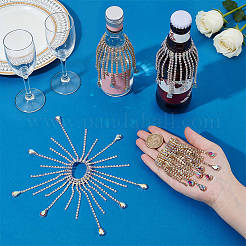 4 pieza de borlas de vidrio con forma de lágrima para botella de vino con rhinestone&nbsp;HJEW-OC00401
