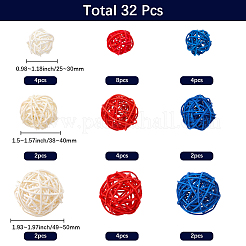 32 Stück 9 Stile geflochtene Rattanbälle&nbsp;AJEW-SC0004-29