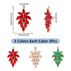 6pcs 3 Farben Glasanhänger&nbsp;GLAA-AR0001-83