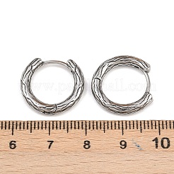 Boucles d'oreilles créoles texturées en acier inoxydable chirurgical 316&nbsp;EJEW-C160-10A-AS