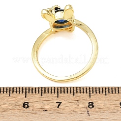 Anillos de puño de latón con micro pavé de circonitas cúbicas con diseño de conejo y lazo para mujer&nbsp;RJEW-A088-10G-03