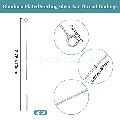 3 paire de clous d'oreilles en argent sterling plaqué rhodium anti-ternissement&nbsp;STER-BBC0006-73B